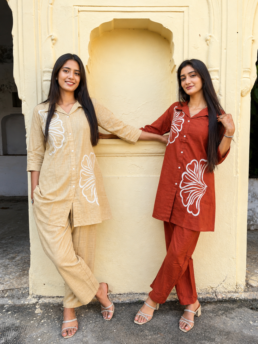 Women's Printed Co-Ord Set | Stylish Floral Design Shirt & Pant Set | Casual Ethnic Wear