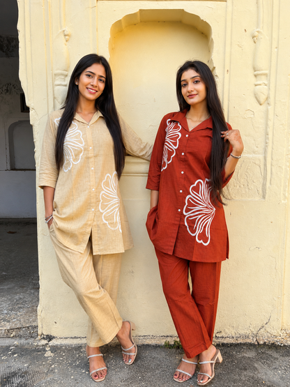 Women's Printed Co-Ord Set | Stylish Floral Design Shirt & Pant Set | Casual Ethnic Wear