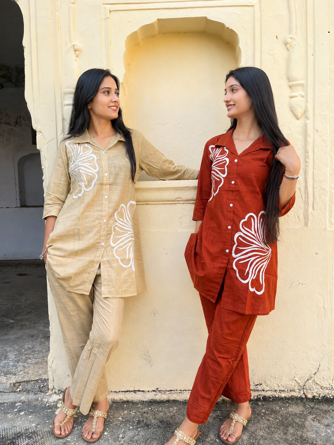 Women's Printed Co-Ord Set | Stylish Floral Design Shirt & Pant Set | Casual Ethnic Wear