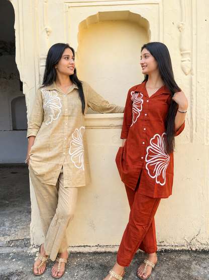 Women's Printed Co-Ord Set | Stylish Floral Design Shirt & Pant Set | Casual Ethnic Wear