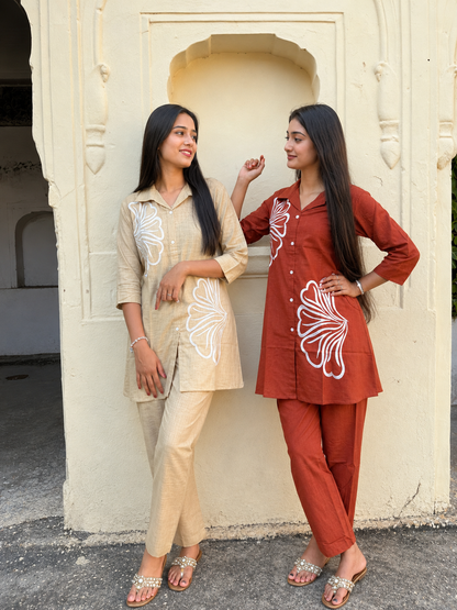 Women's Printed Co-Ord Set | Stylish Floral Design Shirt & Pant Set | Casual Ethnic Wear