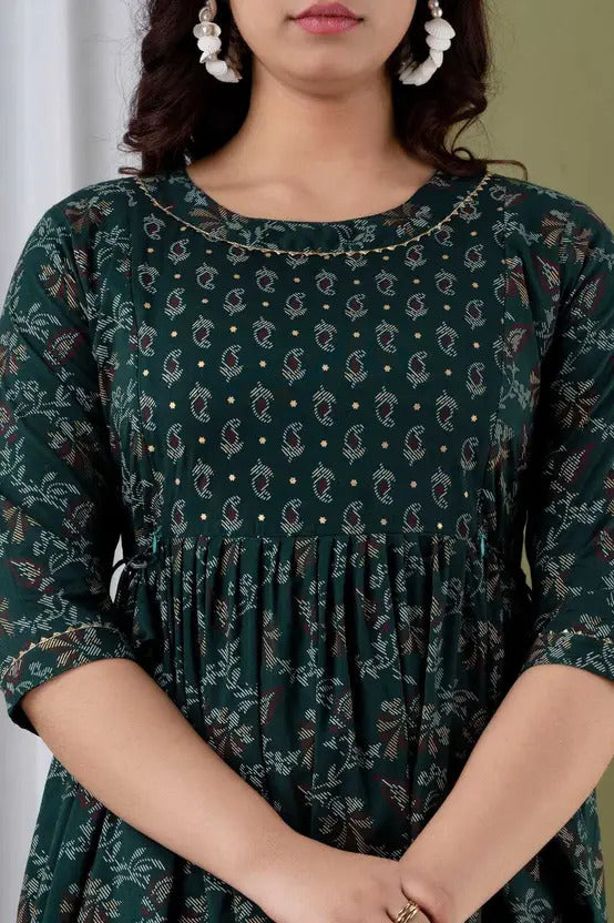 Women Printed Maternity Feeding Dress | Nursing Friendly Feeding Gown | Side Zip Feeding Kurti Dress