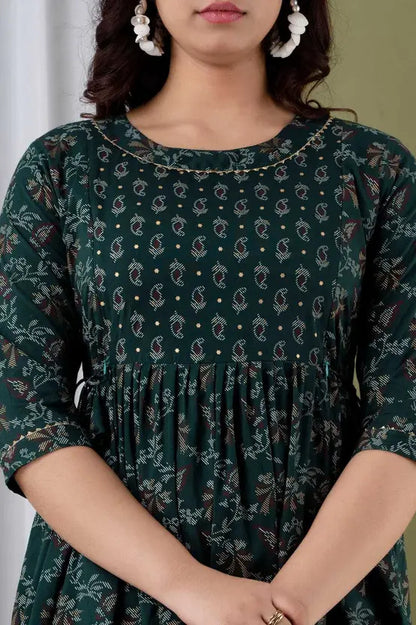 Women Printed Maternity Feeding Dress | Nursing Friendly Feeding Gown | Side Zip Feeding Kurti Dress